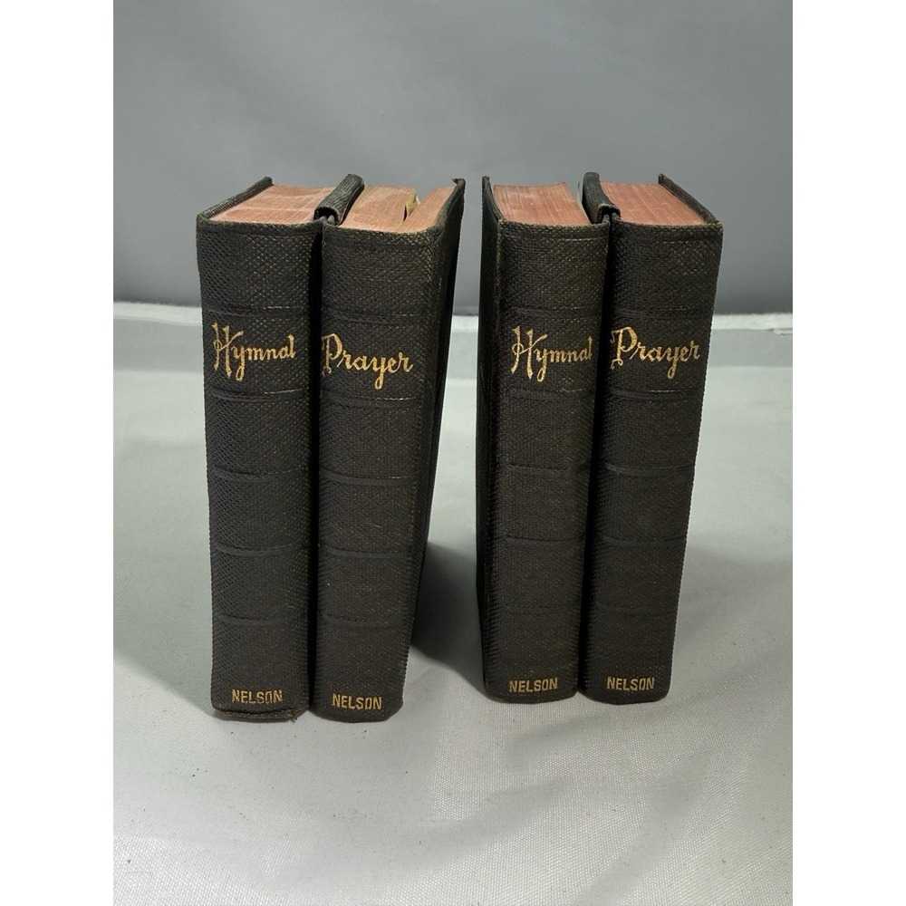 Joined The Hymnal and Common Prayer Book Set 1920's Antique Pocket Sized 4" Tall